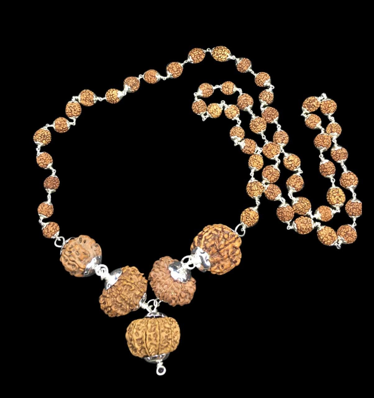 Rudraksha Combination for Navagraha Shanti 3,5,10,11,12 Mukhi Nepal in Silver Mala IGL Lab Certified Original Genuine Beads (Collecter)