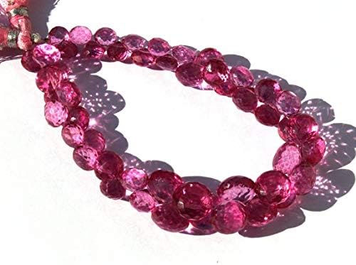 13 inch natural beads strand of 6-11mm faceted onion mystic pink quartz gemstone briolletes beads for DIY jewelry - necklace, bracelet, earring, ring.