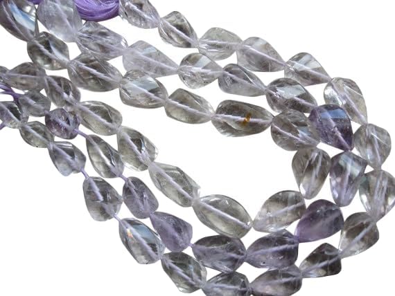 13 inch Strand of Natural gem Amethyst, 6-12x9-18mm Twisted Drop Faceted Beads for DIY Jewelry Making. | Beads_03877