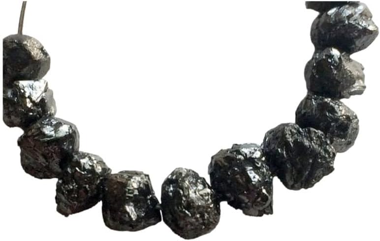 5.5-7mm Black Rough Diamond Beads, 1mm Large Hole Drilled Black Diamond, Loose Diamond, Conflict Free Black Diamond Beads (1Pc To 10Pc), 5.5-7 MM