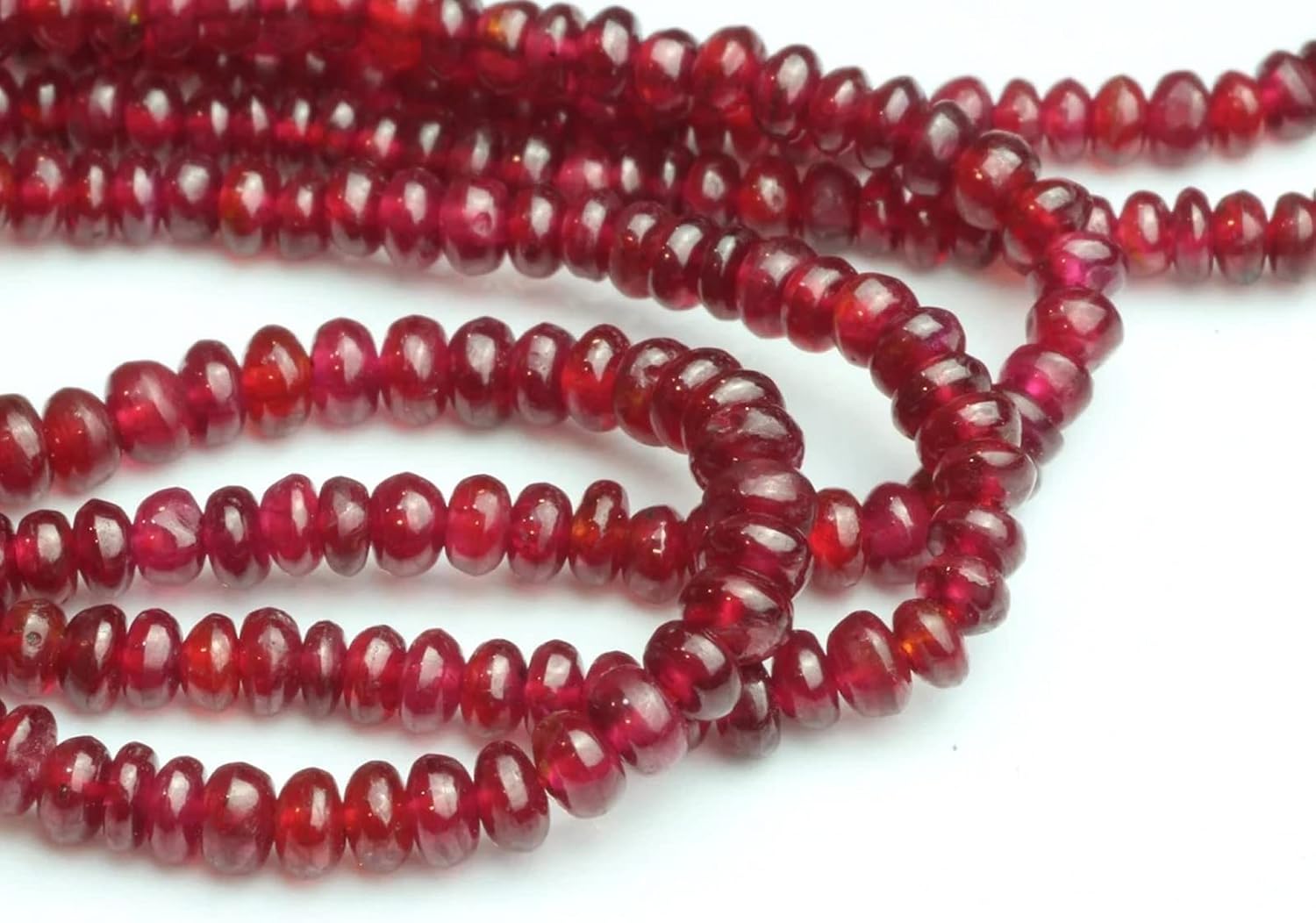 1 Strand Red Ruby 2mm - 3mm Smooth Rondelles 16