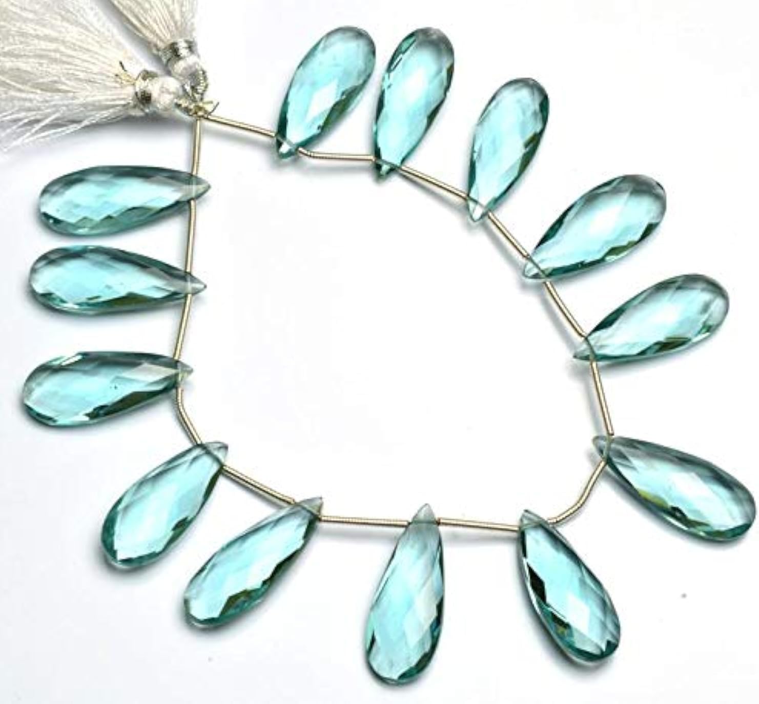 GEMZ 10 inch Strand of Natural Aquamarine Quartz pear Shape Faceted Cut Blue Color briollete Beads for DIY Jewelry Making- Earring Necklace Bracelet.