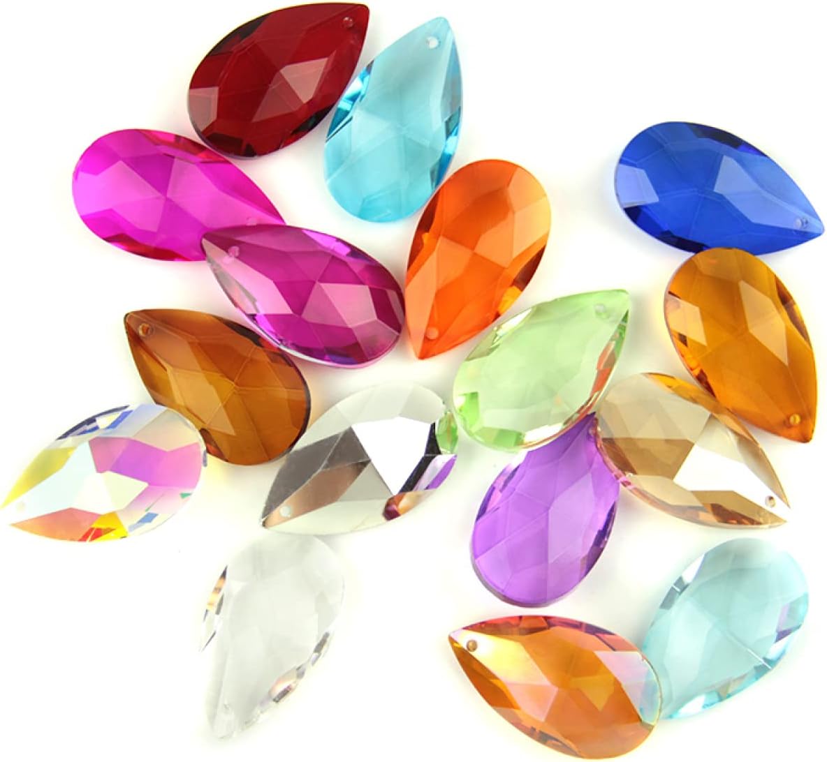 38mm/50mm/63mm/76mm Mixed Colors Tear Drop Glass Crystal DIY Pendant Jewelry Suncatcher Faceted Prism,76mm 40pcs