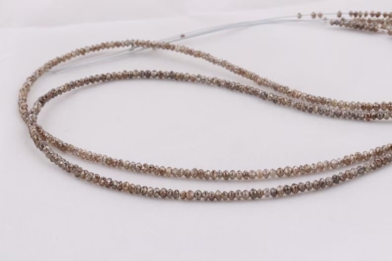 Natural Champagne Diamond Faceted Rondelle Beads 1.8-2.2 mm Brown Diamond Faceted Beads Diamond Rondelle Beads
