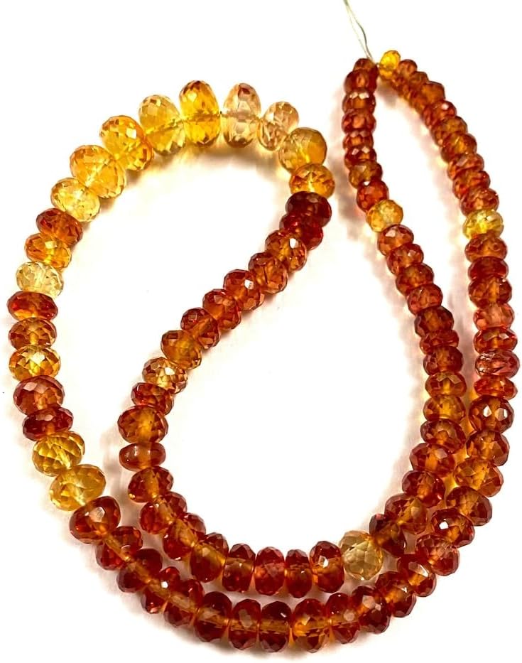 Natural PADPARADSCHA Sapphire roundelle facated Beads 6-8 MM 16 inch Long String Jewelry Making Gemstone Beads for Necklace Bracelet