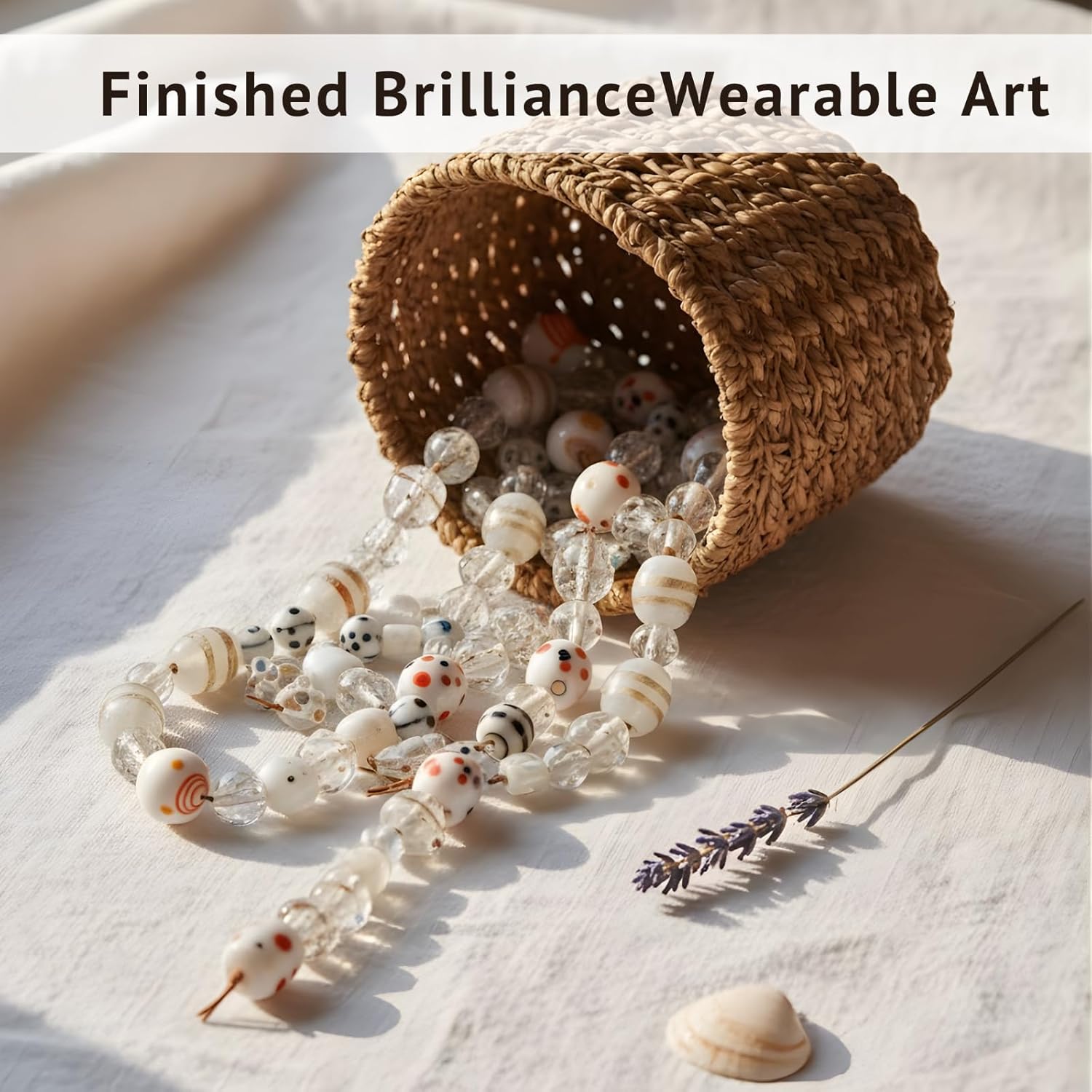 Handcrafted White Combination Lampwork Glass Beads | Multi Shape Fancy Spacer Beads | Available in 50 Strands | Artistic Handmade Beads for Jewelry Making, DIY Crafts.