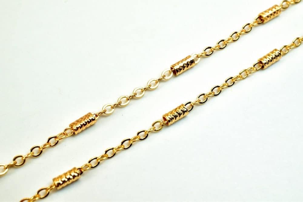 18K Pinky Gold Filled EP Flat Link Cable Chain/Bar Chain Width 2mm Thickness 0.25mm Finding Sold by Foot PGF10