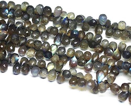 Natural Labrarite Faceted Tear Drop Briolette Gemstone Loose Craft Beads Strand 9 Inch Long 11mm 12mm Code-HIGH-297