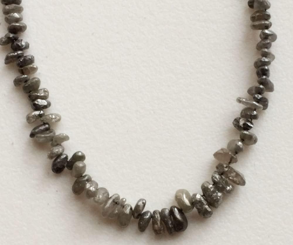 2.5mm - 6.5.mm Gray Rough Diamond Tumbles, Gray Raw Diamond Beads, Gray Diamond Drilled, Loose Diamonds, Diamond For Jewelry (3.5IN To7IN), 2.5 MM - 6.5 MM