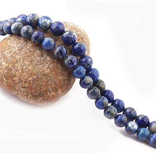 GEMZ 16 inch Strand of Natural Lapis Lazuli Round Shape Faceted Cut Blue Color Beads for DIY Jewelry Making- Earring Necklace Bracelet.
