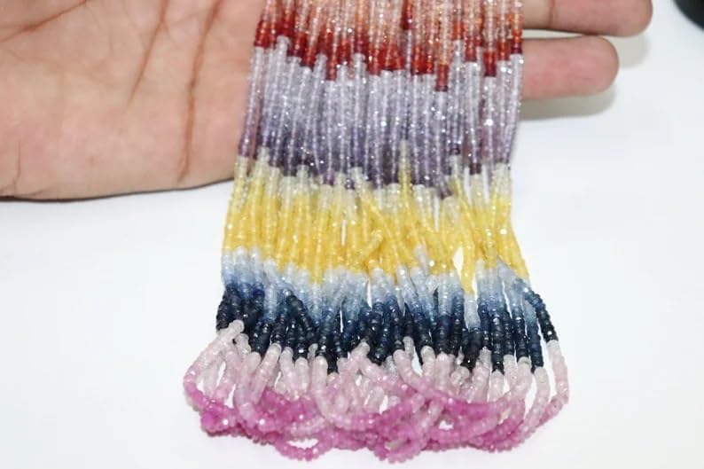 Multi Sapphire Faceted Rondelle Beads 3.5 mm Multi Rainbow Beads Multi Sapphire Beads Wholesale Beads Sapphire Multi Beads