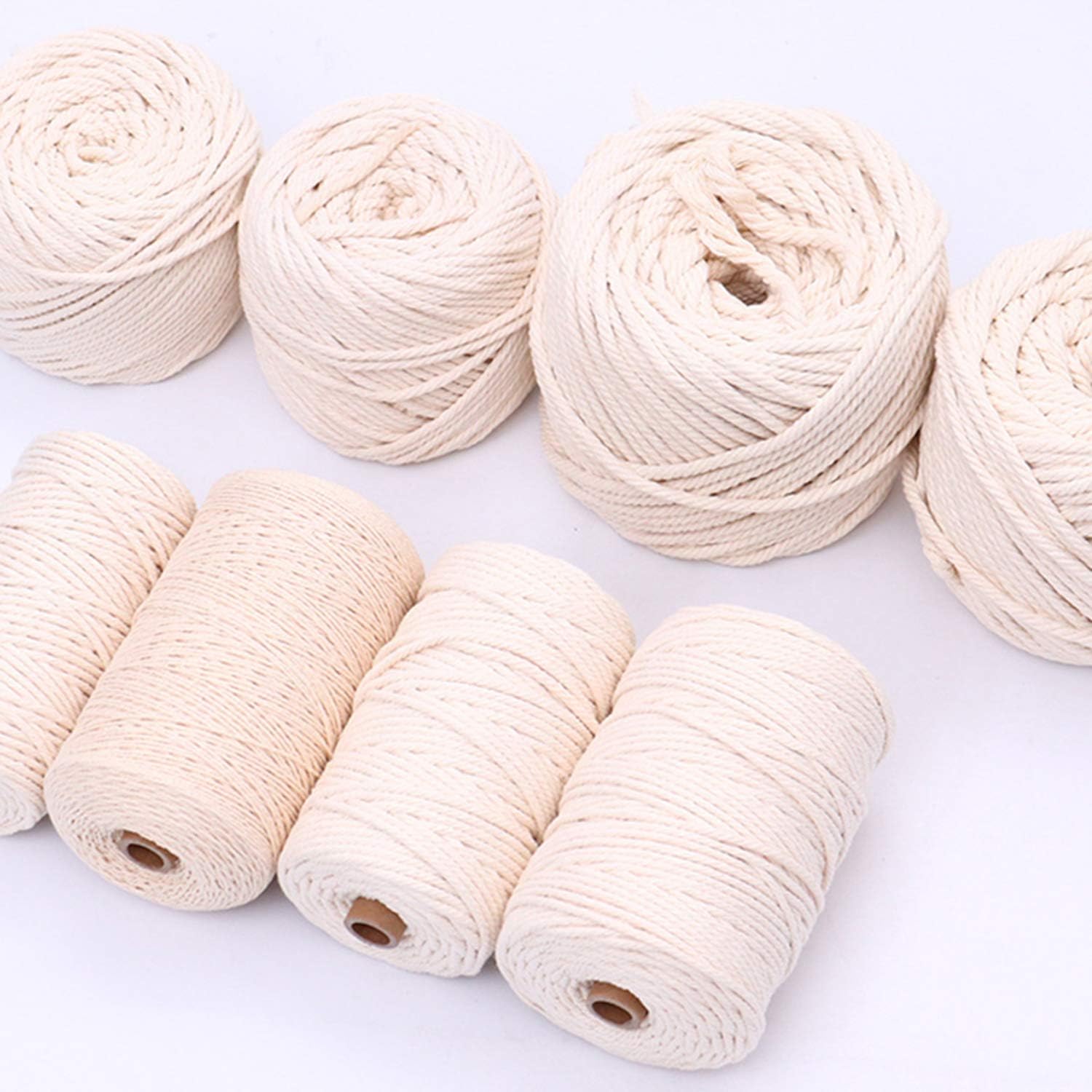 Cotton String Ball, Elastic Cord, Thread Beading String,Macrame Cord 3mm 500m 800m 100m,DIY Cotton Rope Natural,Macrame Rope for Wall Hanging Plant,Crafts Knitting,Handmake Tapestry Decorative 800m (