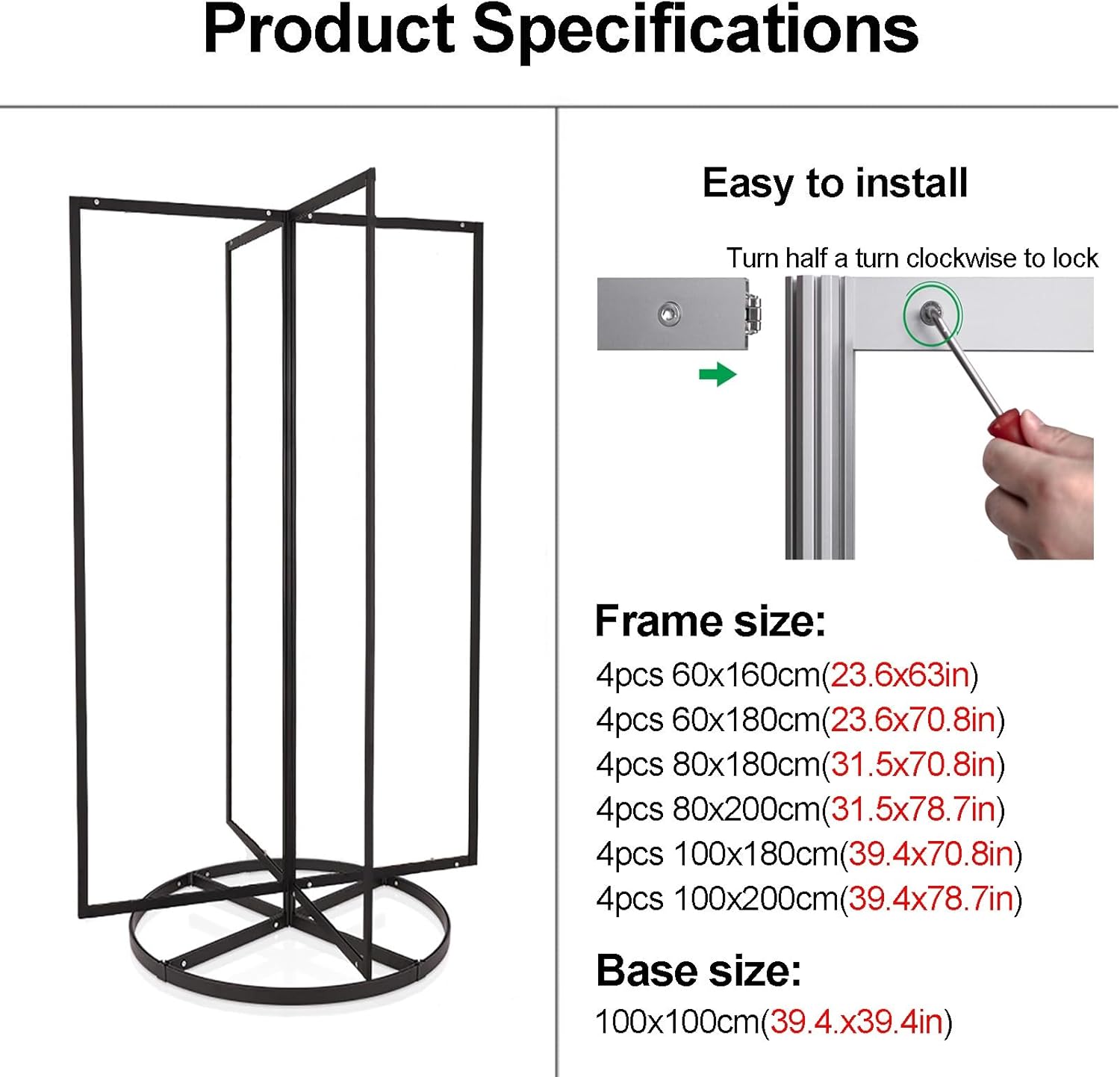 360° Rotating Picture Hanger, Painting Exhibition Display Rack, Painting Photo Hanging Kit, Portable Art Publicity Display Board, for Art Gallery, Craft Fair, Booth(100x180cm/39.4x70.8in