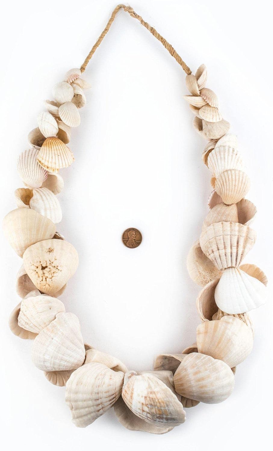 The Bead Chest West African Decorative Shell Beads 45mm Ghana White Unusual Large Hole 34 Inch Strand Handmade