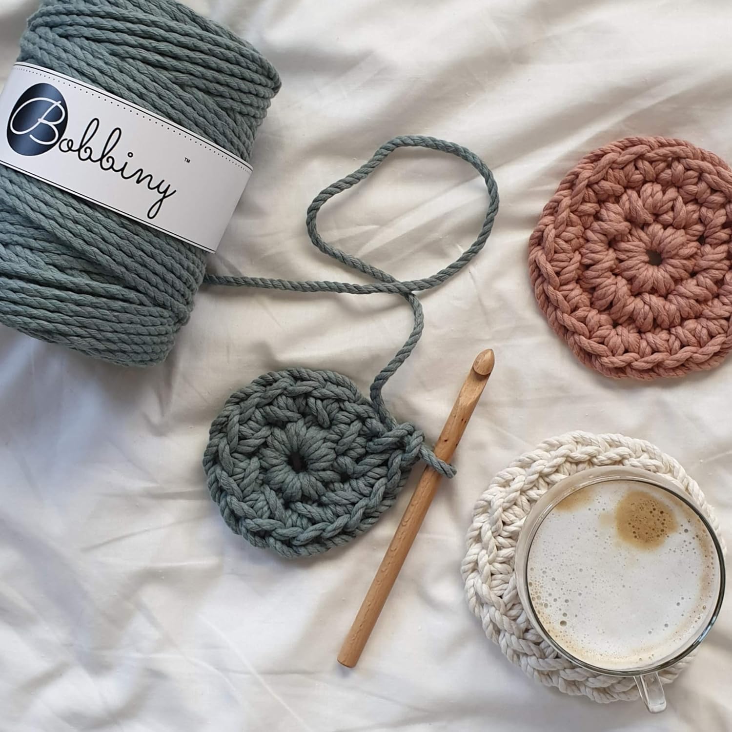 Bobbiny XXL 5mm 3 Ply Macrame Cord (Golden Natural) 108yds/330ft (100% Recycled Cotton)