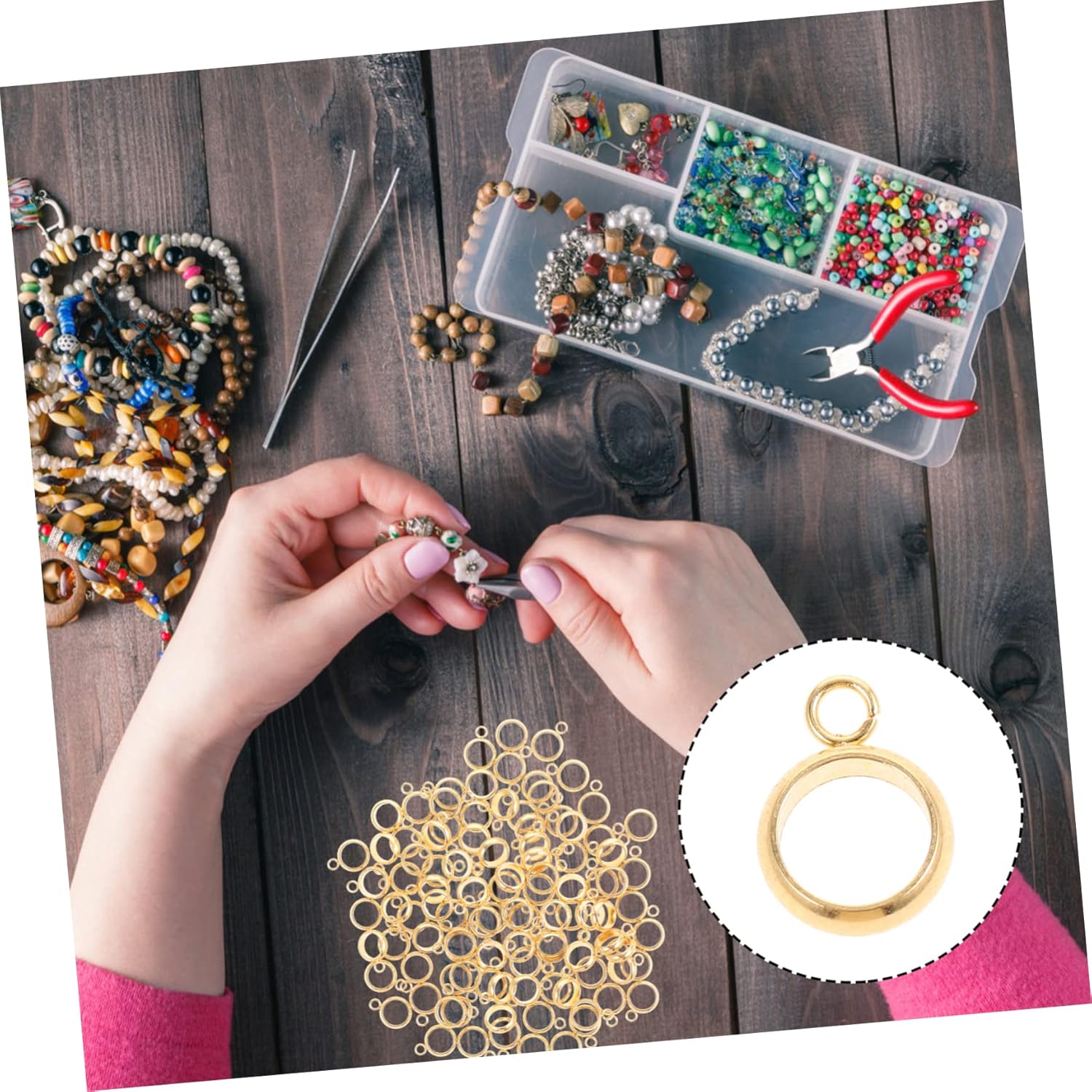 EXCEART 500pcs Versatile DIY Jewelry Making Supplies Stainless Steel Bail Beads Spacer Links