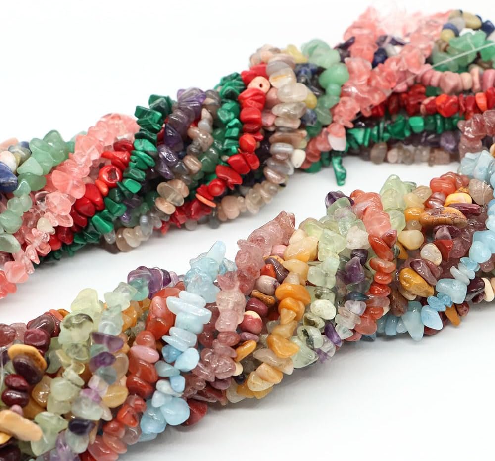 8MM Natural Irregular Amethyst, Agate, Amazonite, Pink Quartz Chip Beads for DIY Jewelry Making and Bracelets - (Color: Clear Quartz/Size: 20Pcs -16 Inches)