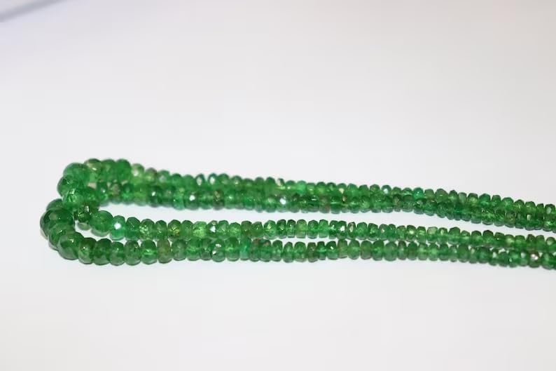 Tsavorite Faceted Rondelle Beads 3-7 mm Tsavorite Rondelle Beads Tsavorite Beads Strand Tsavorite Faceted Beads Tsavorite Beads
