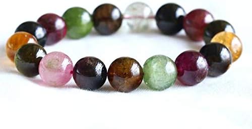 1 Strands Natural Colorful Pink Green Purple Red Tourmaline Bracelet Round Big Beads 12mm 05057 Code-HIGH-23172