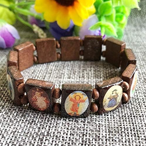 Davitu Beads - 50PCS/pack black rosary bracelet,wooden religious bracelet,saint bracelet,icon bracelet - (Color: Chocolate)