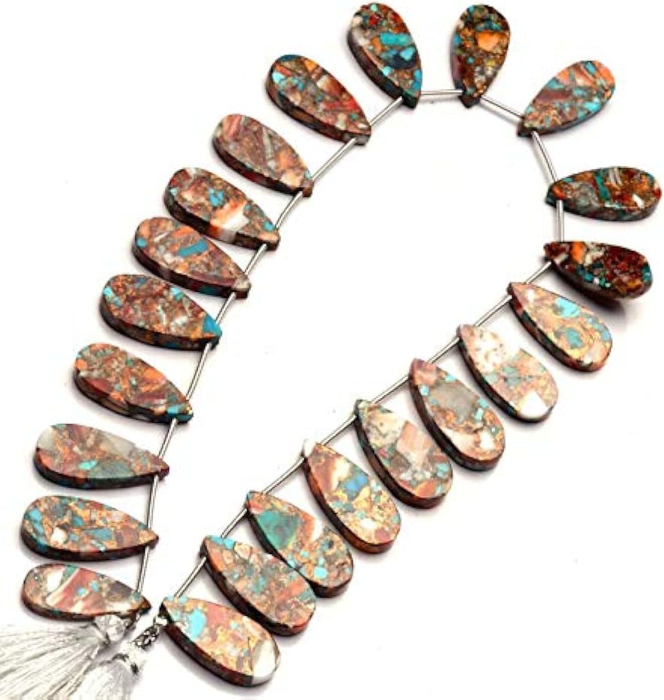 GEMZ 13 inch Strand of Natural Mojave Blue Copper Turquoise pear Shape Smooth Cut Multi Brown Color briollete Beads for DIY Jewelry Making- Earring Necklace Bracelet.