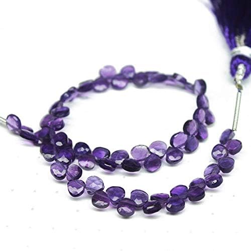 1 strand purple amethyst heart drop faceted 7'' long strand gemstone beads, jewelry supplies for jewelry making, bulk beads, for meditation jewellery gemstone 4mm