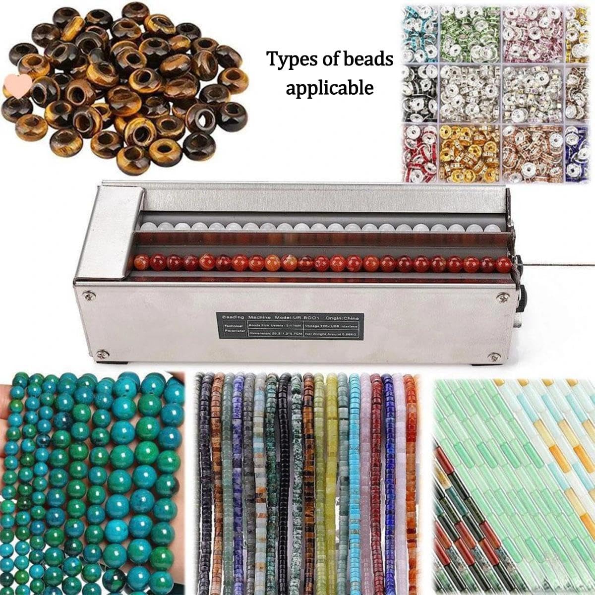 Electric Bead Spinner Stainless Steel,Auto Needle Alignment,3 Speed Adjustable,Dual Channel Bead Stringing,Fast Beading Tool Spinner for Bracelet DIY