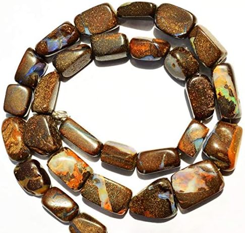1 Strand Natural Australian Boulder Opal 8 to 12MM Broad & 11 to 16mm Long Smooth Nugget Beads 17 Inch Long Long