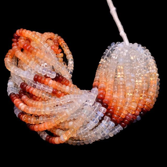 Natural Mexican Fire Opal Gemstone 6mm Smooth Rondelle Beads | 16inch 10 Strand CHIK-STRD-86752