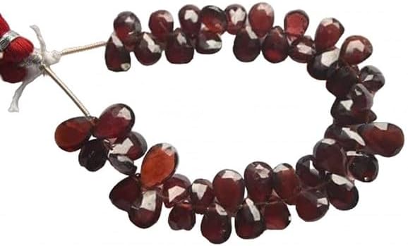 6 Inch 6x9-7x10mm Natural Red Garnet Faceted Pear Shape Briolette Beads lot of 25 Strands CHIK-STRD-98251