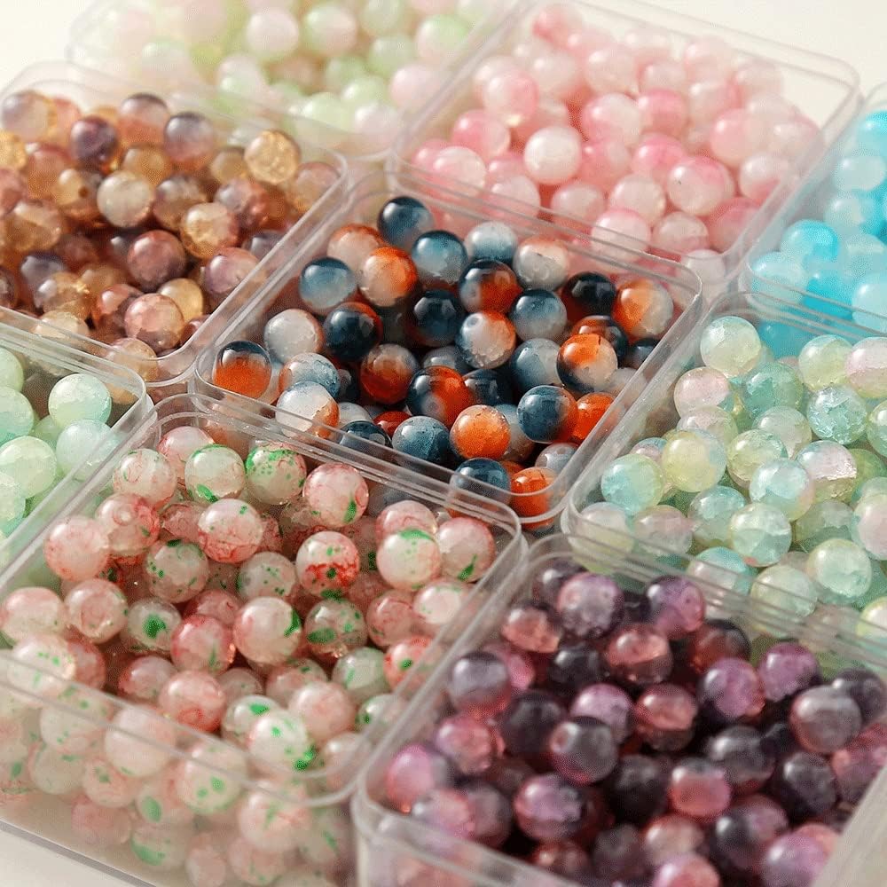 Ice Crack Beads Gradient Jade Broken Round Beads Jelly Color Crack Beads Ancient Jewelry DIY(D) (E 10mm)