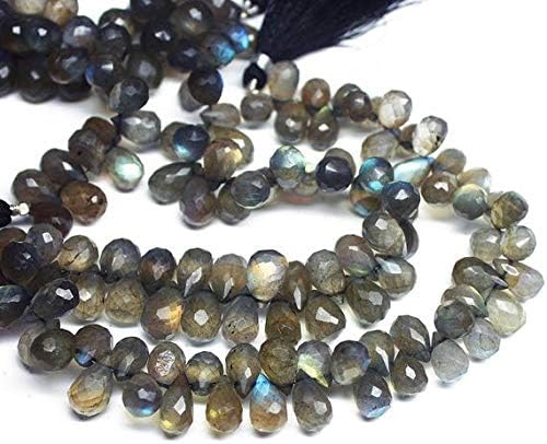 Natural Labrarite Faceted Tear Drop Briolette Gemstone Loose Craft Beads Strand 9 Inch Long 11mm 12mm Code-HIGH-297