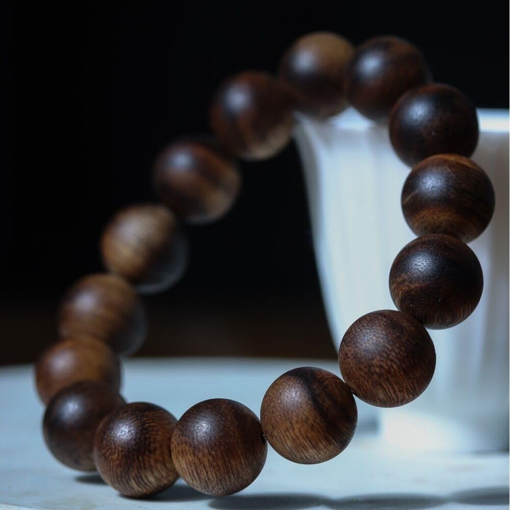 Agarwood 15mm Hainan White Chess Agarwood Flower Bead Strand Buddha Bead Submerged Grade