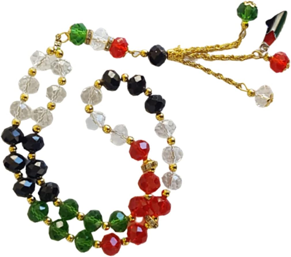 Palestine Flag Beads[ 96 Pack] Palestine MAP Large Glass Tasbeeh-Misbaha-Rosary-Jerusalem-Al Aqsa-Dome Of Rock-QUDS Islamic Favor Quran Muslim Gifts Ramadan Decor Eid Decor Wholesale Islamic Gifts 123