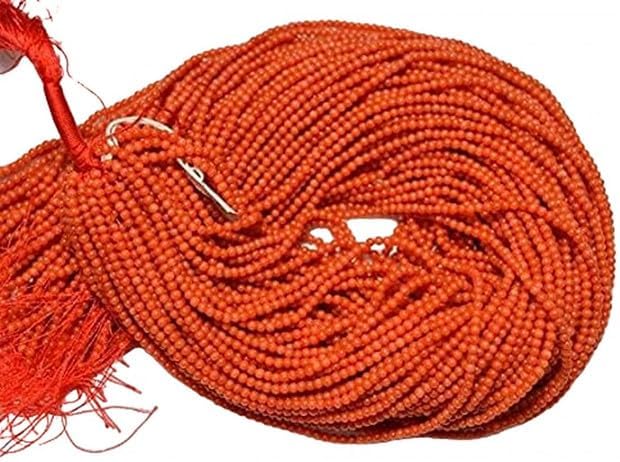 Red Coral Smooth Beads, Natural Gemstone Smooth Round Beads, 3mm Beads, 15.5 Inches lot of 25 Strands CHIK-STRD-99073