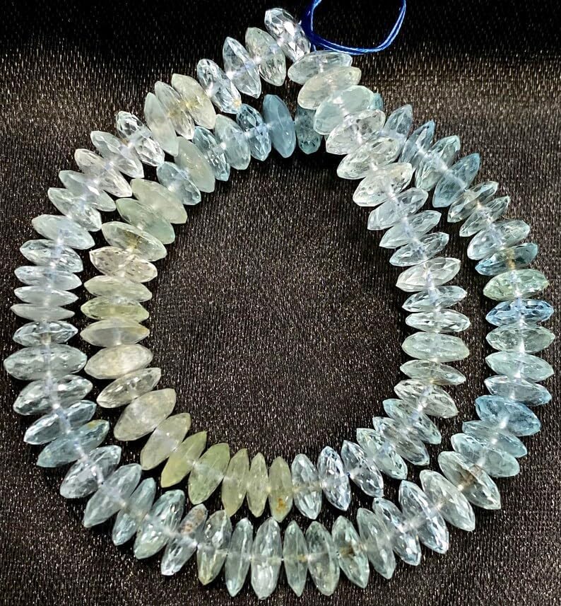 Natural AQUAMARINE RONDELE Faceted Beads 6X7 9.5MM long string jewelry making gemstone beads for necklace bracelet