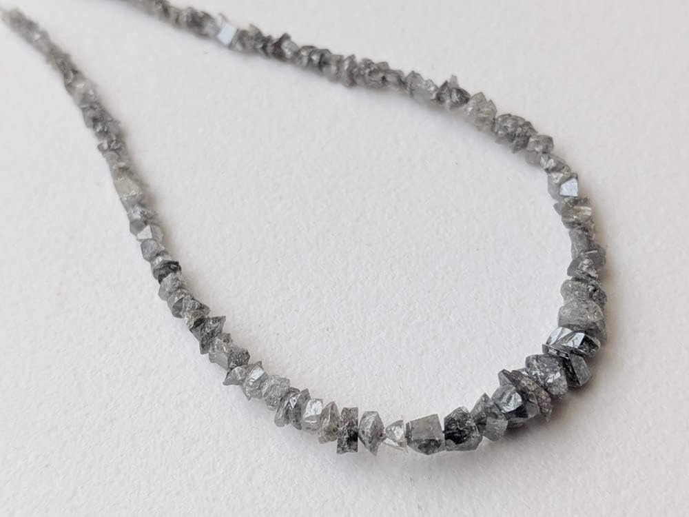 1.5-3.5mm Salt And Pepper Rough Diamond Beads, Raw Uncut Diamond Beads, Diamond Chip Beads Strand (8IN To 16IN Options) - PPD581, 1.5-3.5 MM Approx.