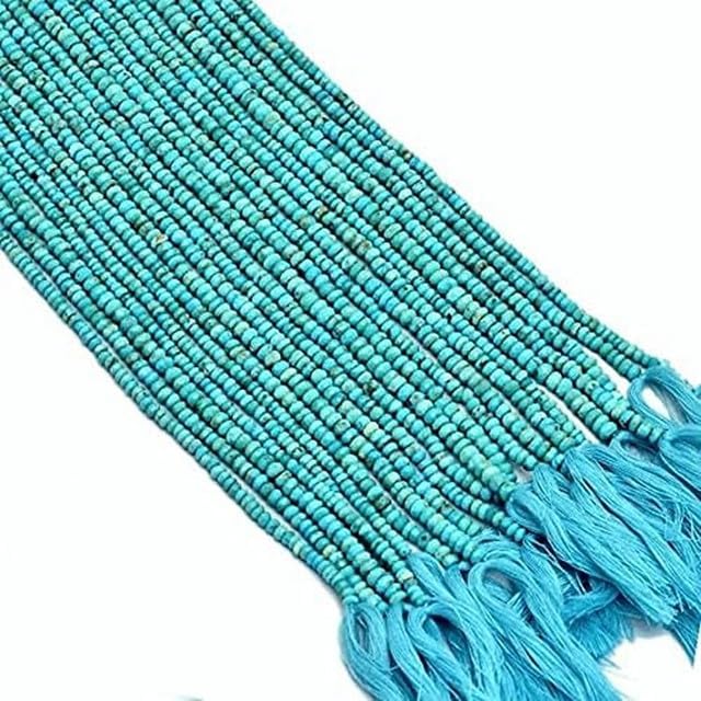 Turquoise Faceted Beads 3mm to 4mm Roundell Beads 13 inch lot of 5 Strands Chik-STRD- 93413