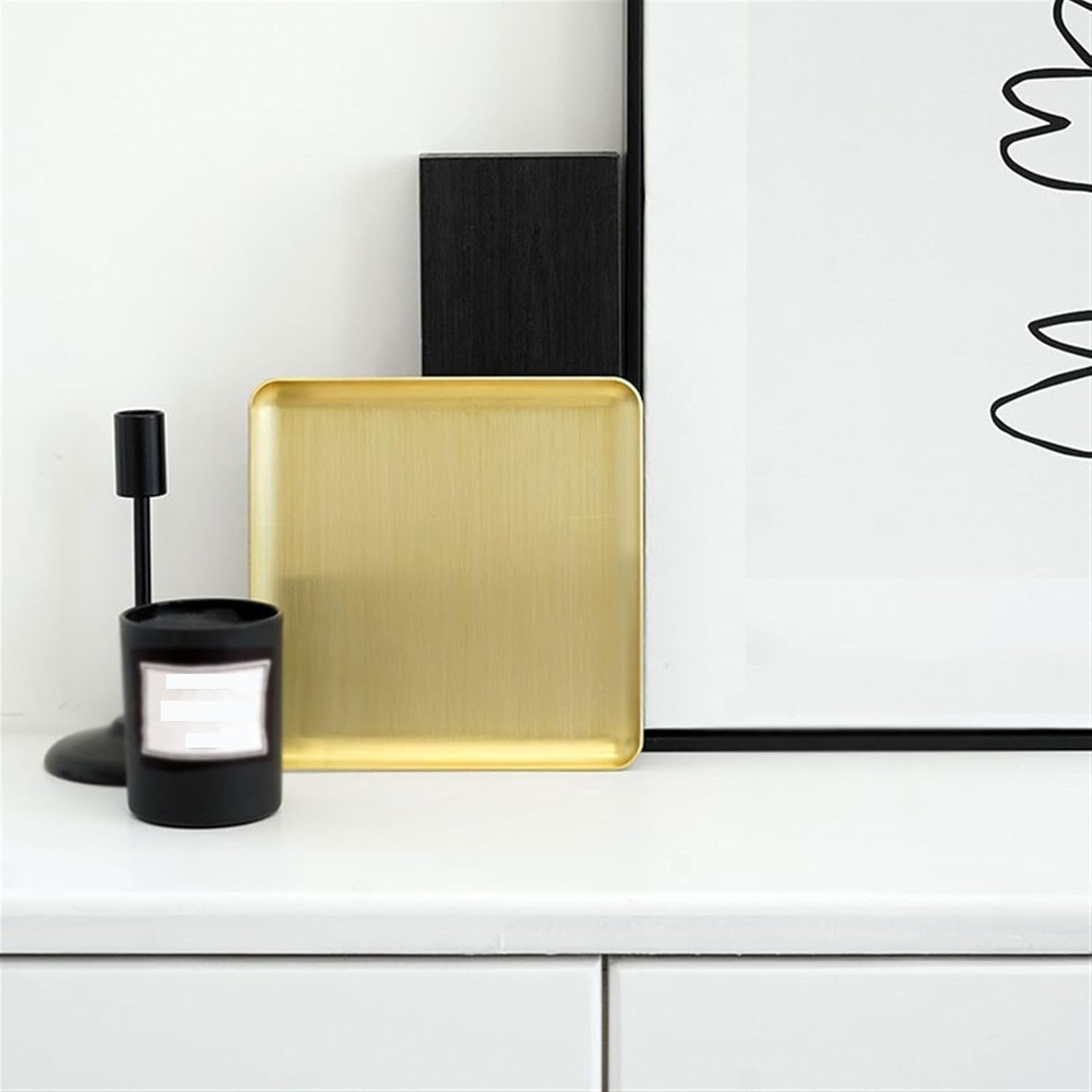 Tray Thickened Copper Tray Item Storage Tray Jewelry Display Tray Metal Service Tray Decorative Tray Serving Trays (Color : B)