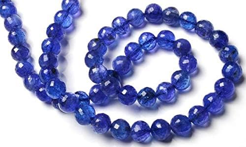 1 Strand Natural Tanzanite Gemstone 7.5MM Faceted Round Ball Beads 16 Inch Code-HIGH-11732