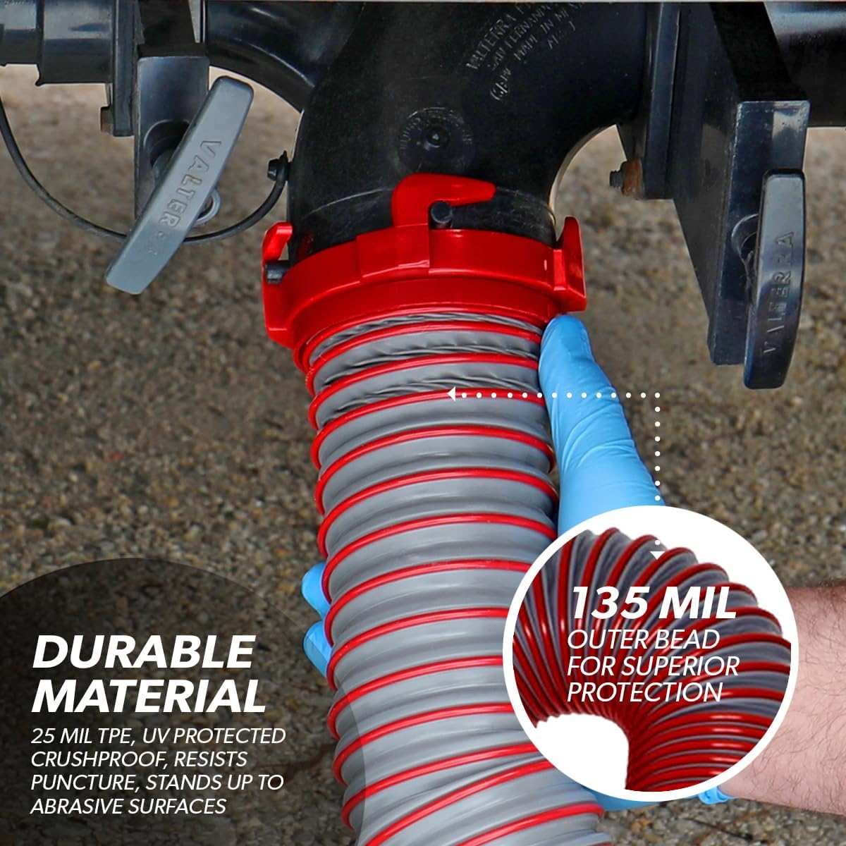 Valterra Viper 20-Foot RV Sewer Hose Kit, Universal Sewer Hose for RV Camper, Includes 2 Attachable 10-Foot Hoses with Rotating Fittings, 90 Degree ClearView Sewer Adapter and 4 Drip Caps