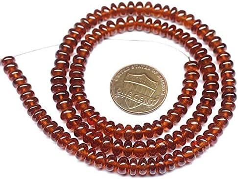 Natural Hessonite Garnet Smooth Rondelle Micro Gemstone Loose Beads Strand 16