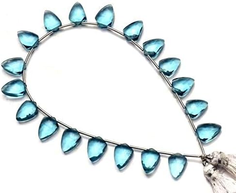 GEMZ 10 inch Strand of Natural Teal Blue Aquamarine Quartz tie Shape Faceted Cut Blue Color briollete Beads for DIY Jewelry Making- Earring Necklace Bracelet.