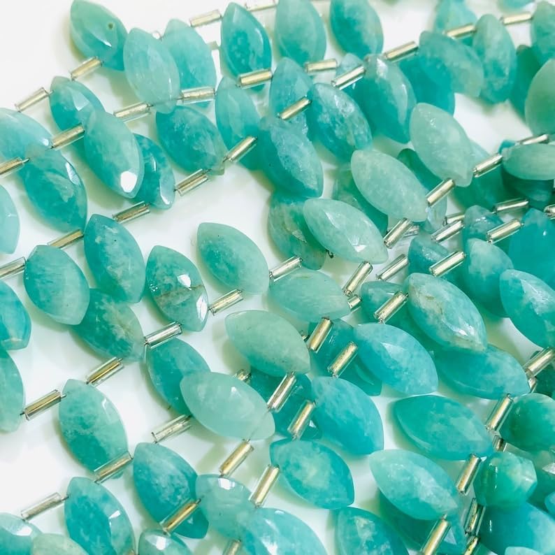 Natural Amanzonite Boat Faceted Beads 12X6 14X7 mm 7 inch Long String Jewelry Making Gemstone Beads for Necklace Bracelet