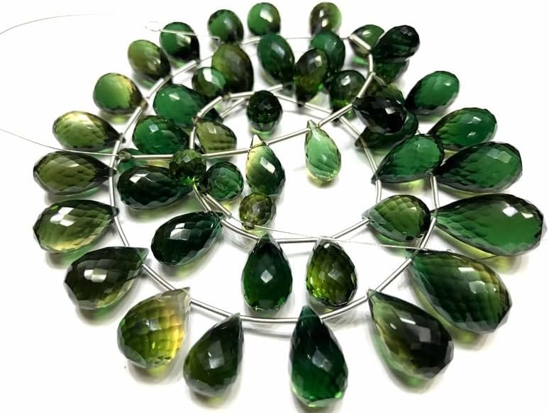 Natural Green Hydro Quartz Teardrop Smooth Beads 7-10mm 18 inch Long String Jewelry Making Gemstone Beads for Necklace Bracelet