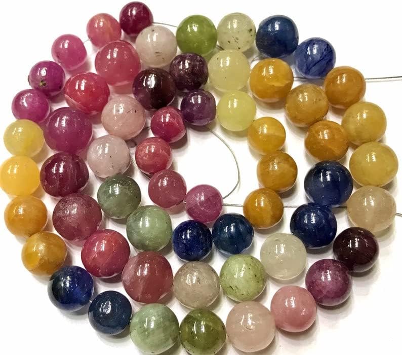 Natural Natural Multi Sapphire roundelle Smooth Beads 6-8 MM 20 inch Long String Jewelry Making Gemstone Beads for Necklace Bracelet