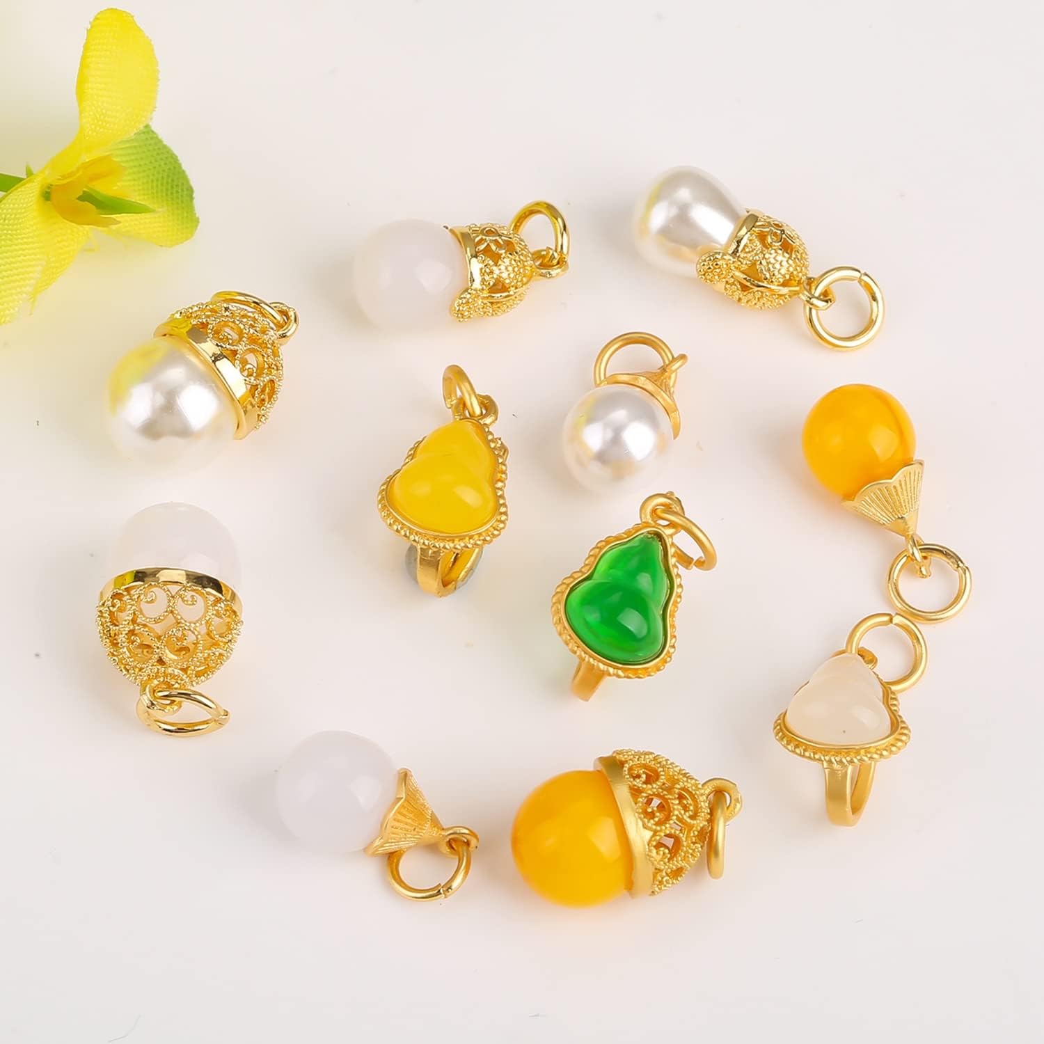 Join Clasp with Imitation Pearl Pendant DIY Bracelet Sand Gold Necklace Closing Hook Accessories