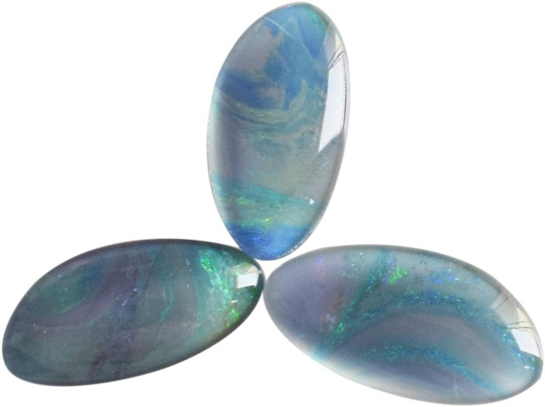 Triplet Fire Opal 3 Piece Lot Cabochon for Jewellery Making Triplet Fire Opal Blue Green Flashy Opal Fire Opal Suppliers Best Price