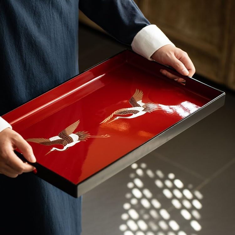 Foodtray Shanjia Lacquerware Zhu Yuhe Tea Tray Household Set Rectangular Dessert Lacquer Dining Serving