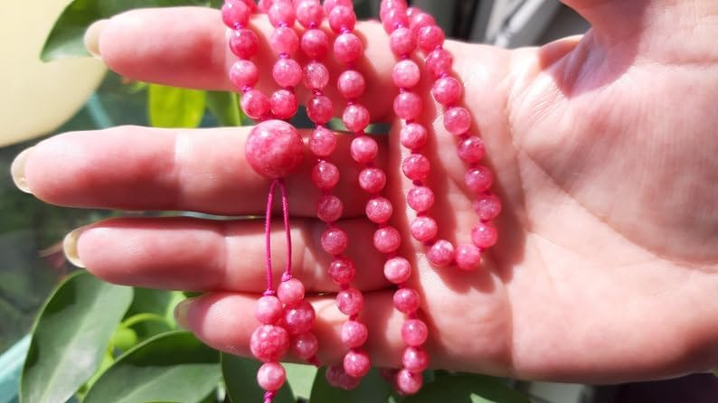 Natural Rhodonite 6mm,8mm 108 Mala Beads, Spiritual, Meditation Beads, Reiki, Japa Mala, Buddhist Prayer Beads, Yoga Bracelet, healing beads LKMALA-RRGU-3925